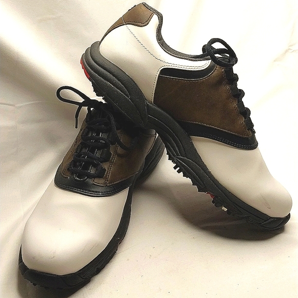 FootJoy GreenJoys Mens Golf Shoes Sz 10.5M 45516 White Brown Soft Spikes - Picture 3 of 8